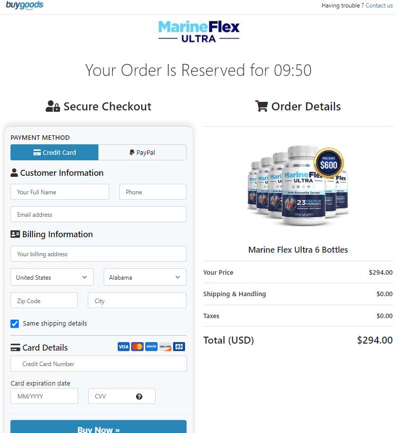 MarineFlex Ultra Order Page